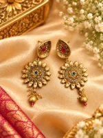 Ruby Emerald Rajwadi Earrings | Swanky Diva SDE1109 - Image 3