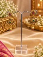 Rajwadi Ruby & Emerald Green Earrings | Swanky Diva SDE1110 - Image 2
