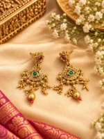 Rajwadi Ruby & Emerald Green Earrings | Swanky Diva SDE1110
