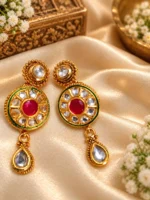 Royal Kundan Gold-Plated Necklace & Earrings Set – Ruby Statement Jewellery SDCN017 - Image 4