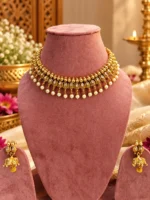 Gold-Plated Pearl Drop Choker Necklace Set | Swanky Diva SDN1146 - Image 4